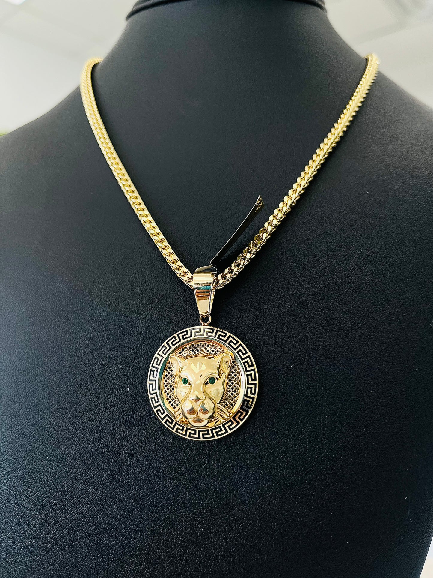 Set Oro 14k Cadena Franco+ Dije Pantera
