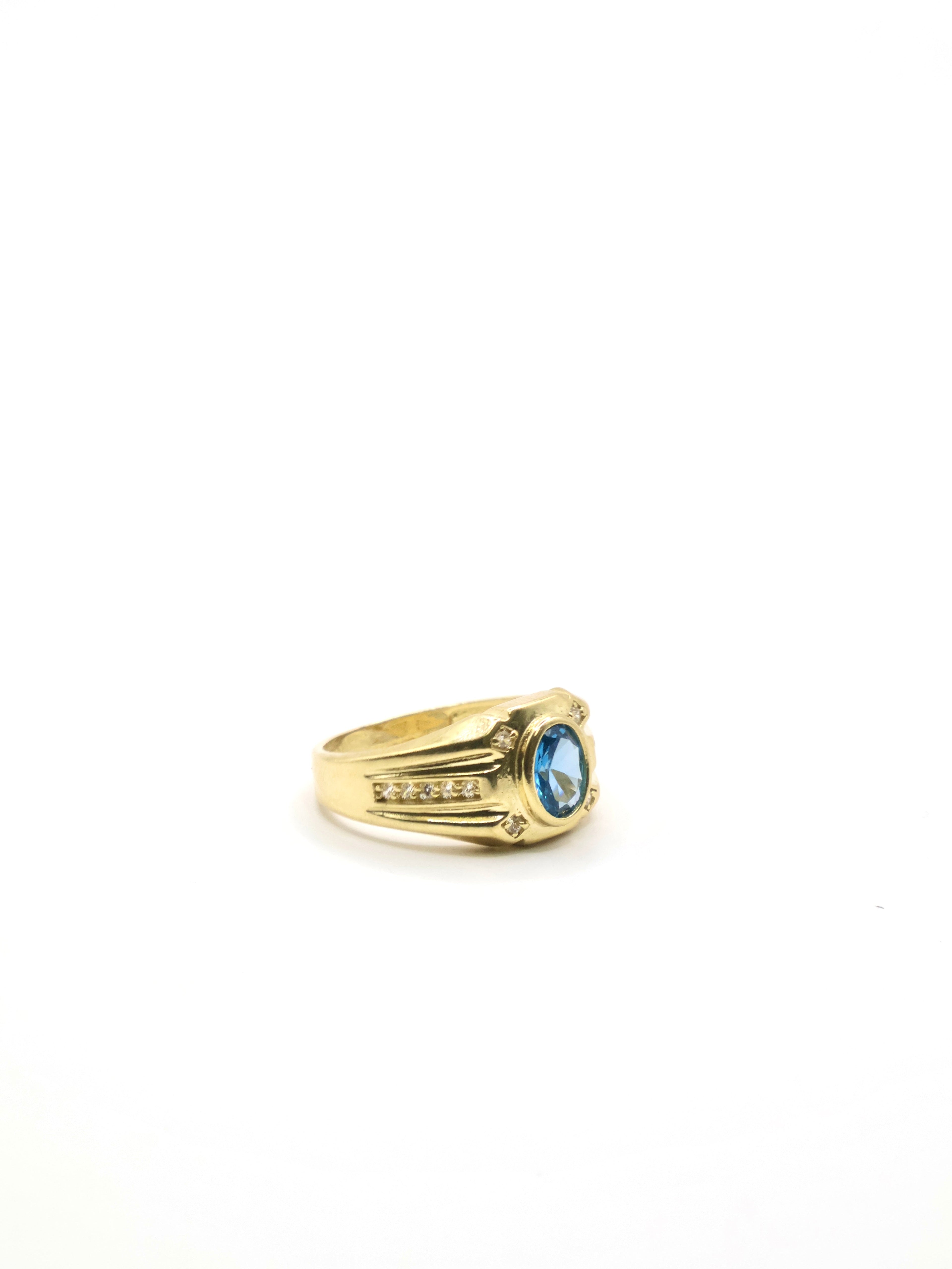 Anillo Pierda Azul Claro - 10K