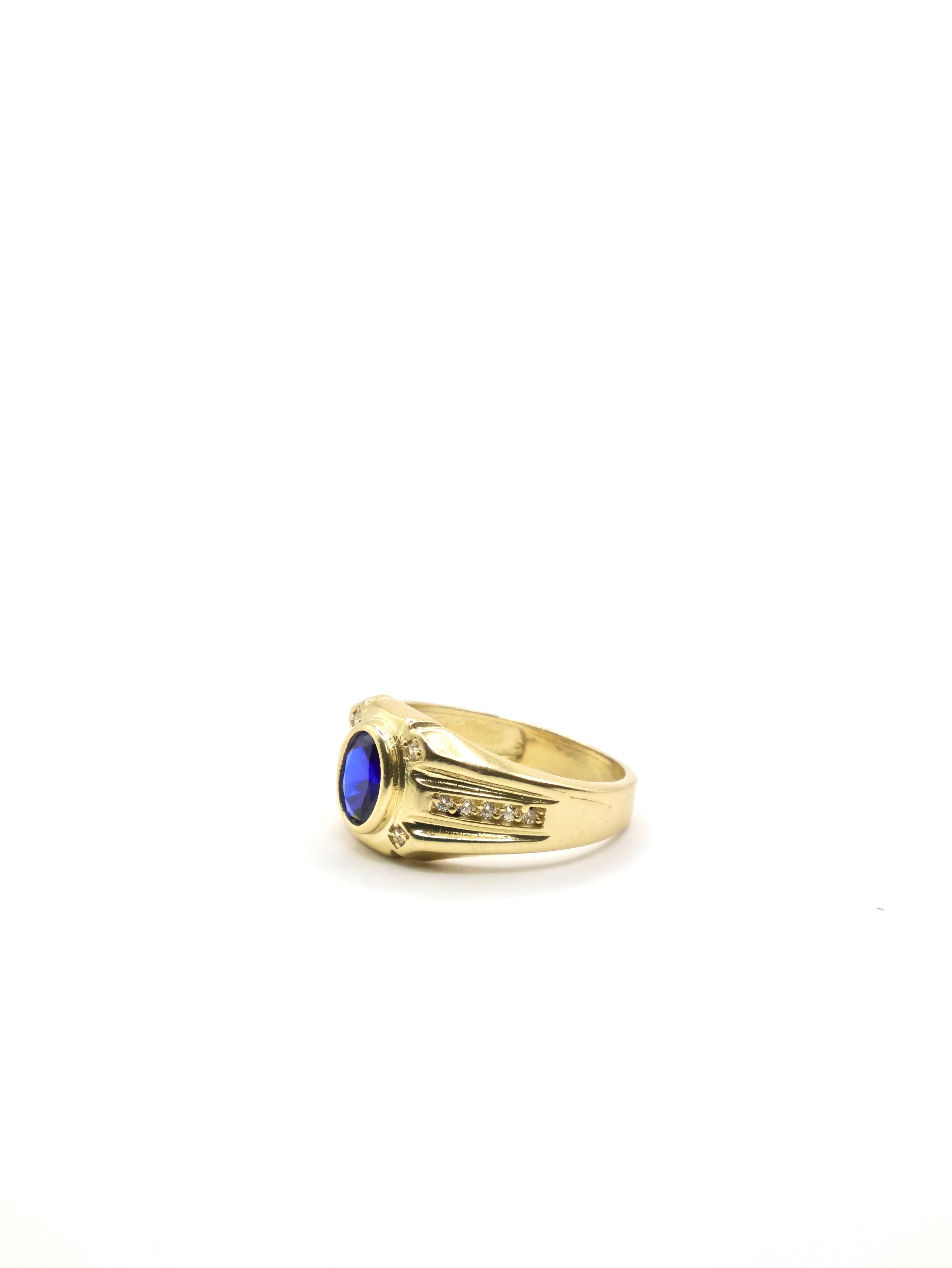 Anillo Pierda Azul Oscuro - 10K