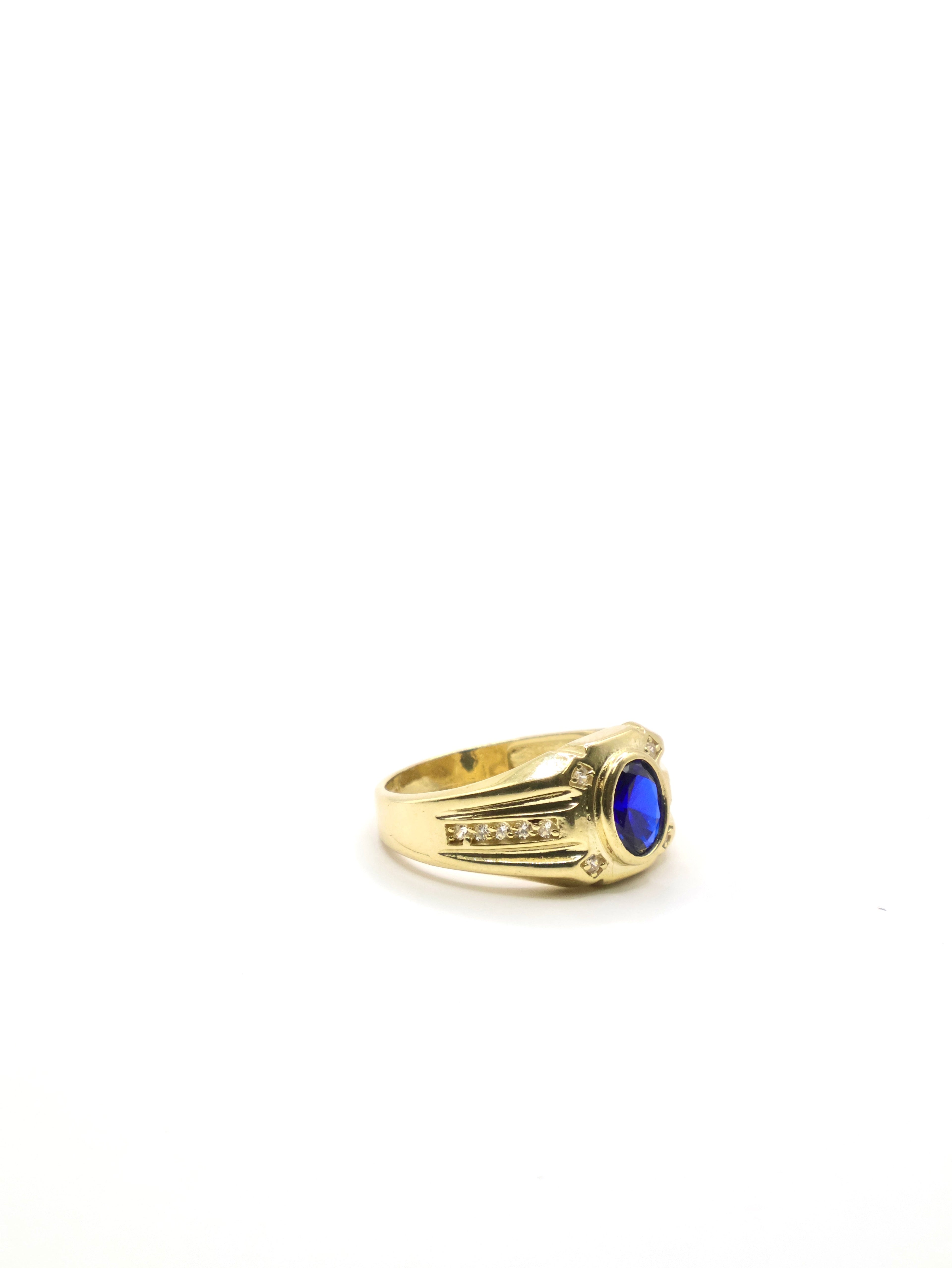 Anillo Pierda Azul Oscuro - 10K