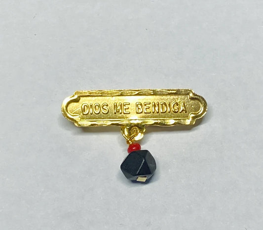 Azabache Charm “DIOS ME BENDIGA” 10K GOLD