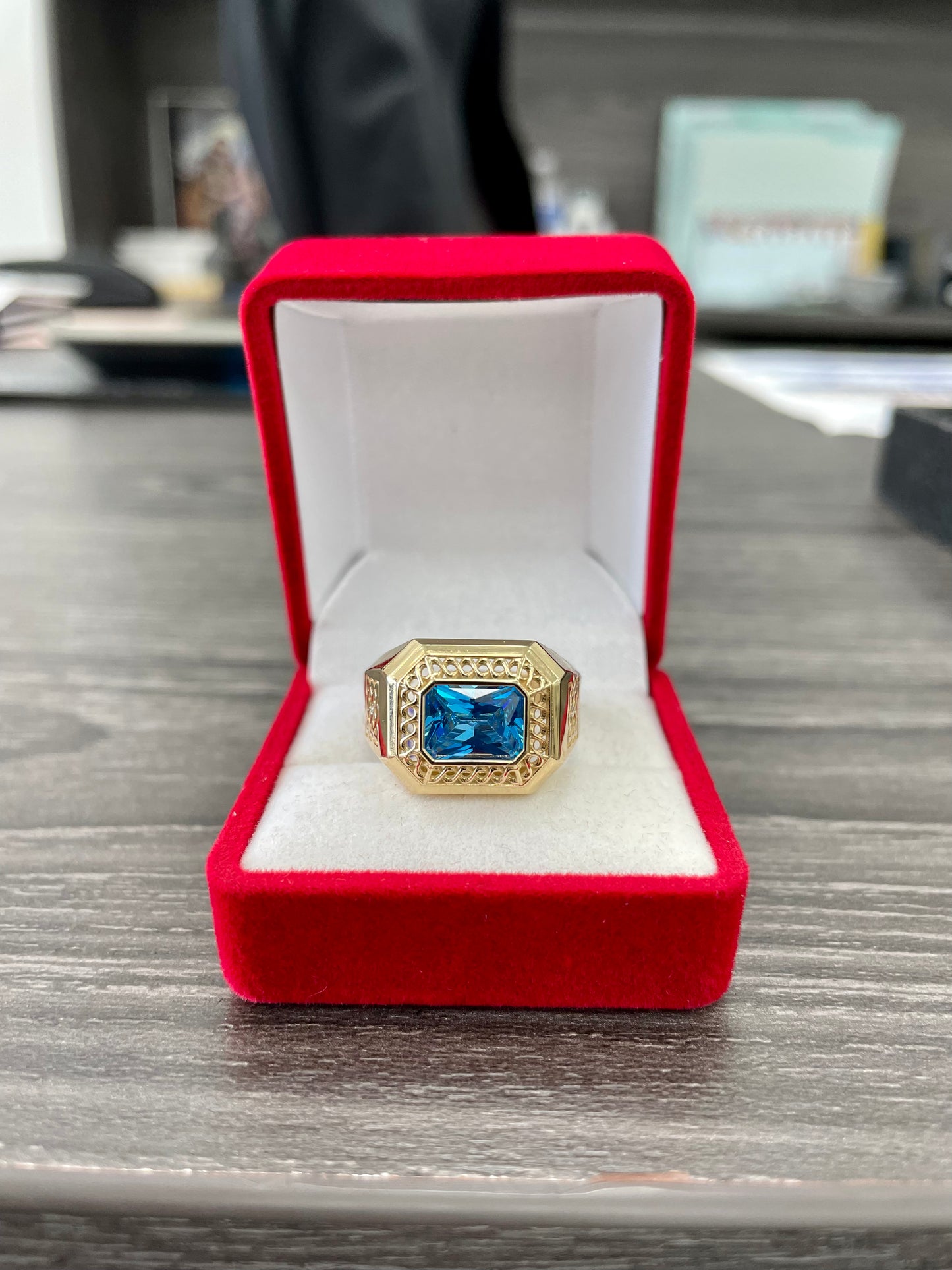 💍💎 ANILLO PIEDRA 2 AZUL ORO 14K 🇮🇹🇮🇹