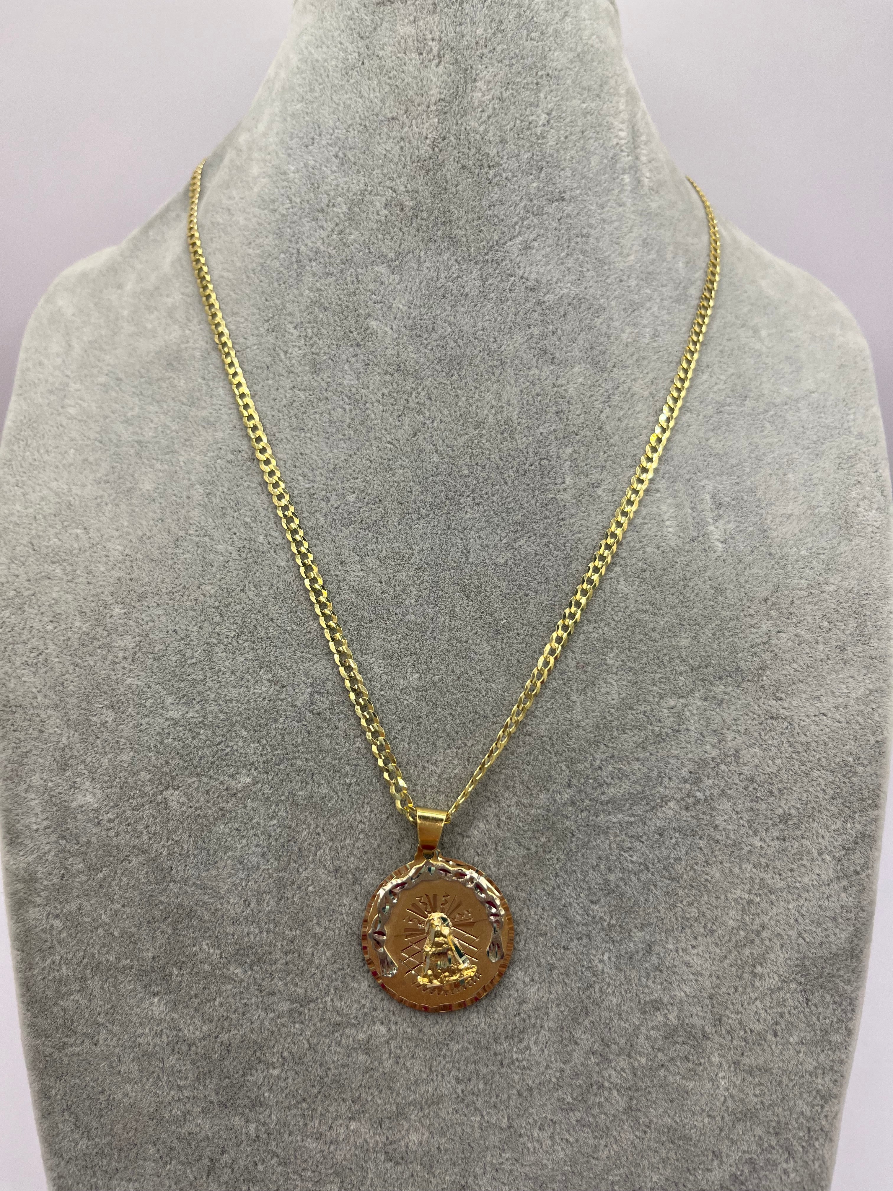 Set Oro 10k Cadena Martillada + Medalla