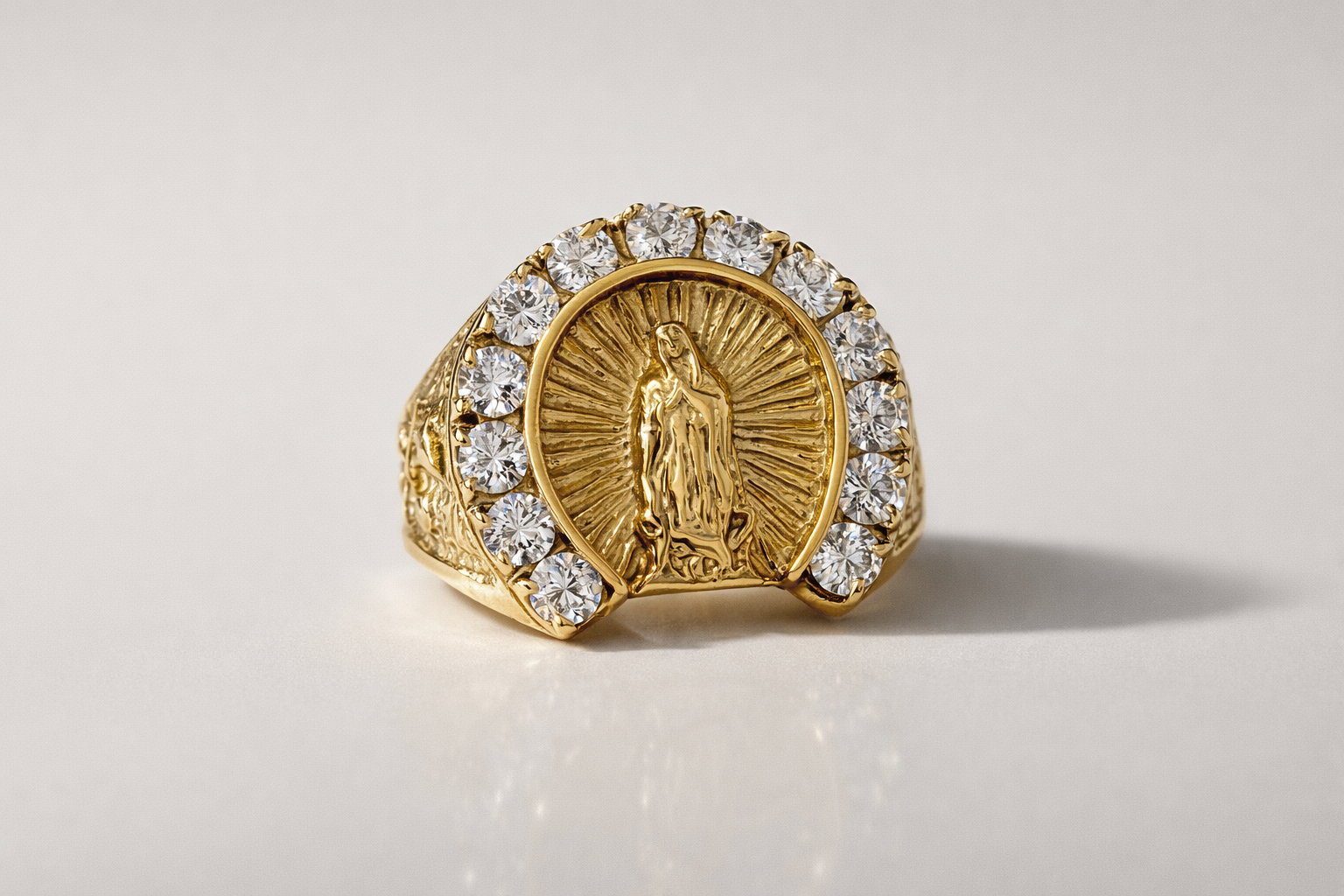 10K Gold Men’s Virgin of Guadalupe Design Ring