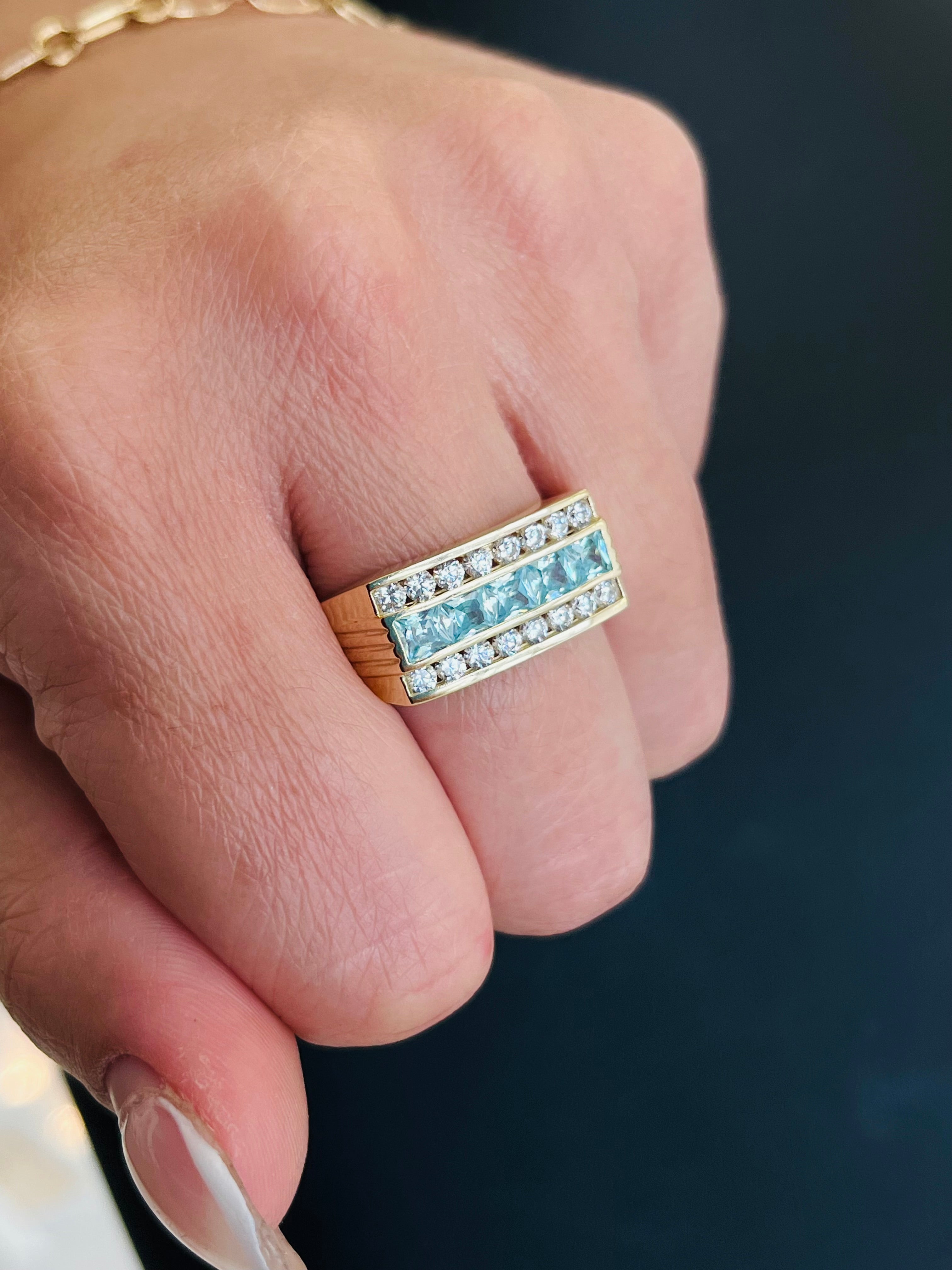 Anillo Aquamarine Oro 10k
