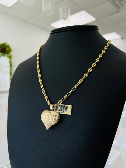 Set Oro 14k Cadena Gucci + Dije Corazón