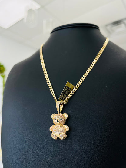 Set Oro 14k Gargantilla Baby Mónaco + Dije Osito
