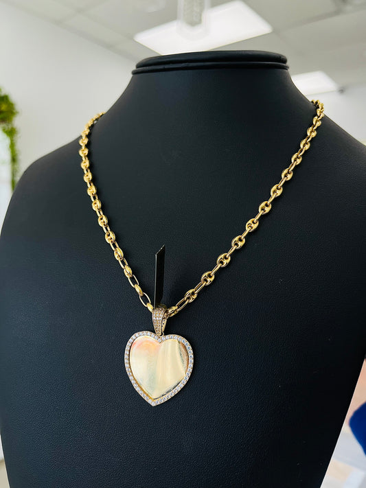 Set Oro 14k Cadena GUCCI + Dije Corazón