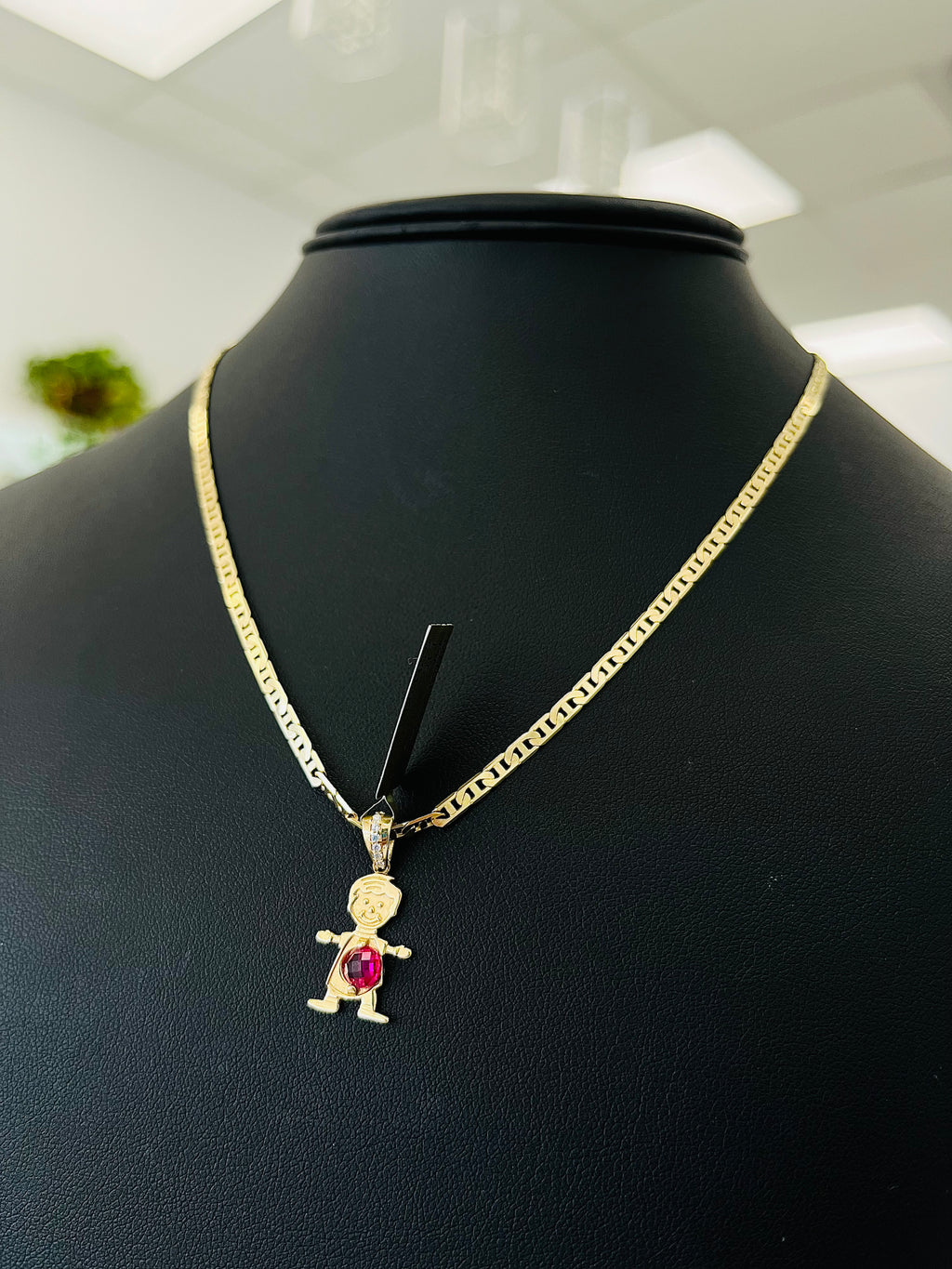 Set Oro 14K Cadena Marinero + Dije Niño