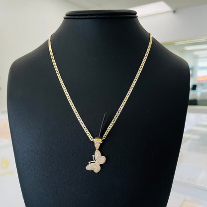 Set Oro 14K Cadena Marinero + Dije Mariposa 🦋