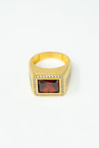 MEN'S RING -RECTANGULAR RED STONE