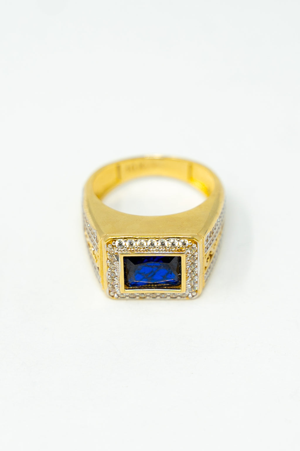 MEN'S RING -RECTANGULAR BLUE STONE