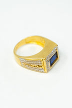 MEN'S RING -RECTANGULAR BLUE STONE