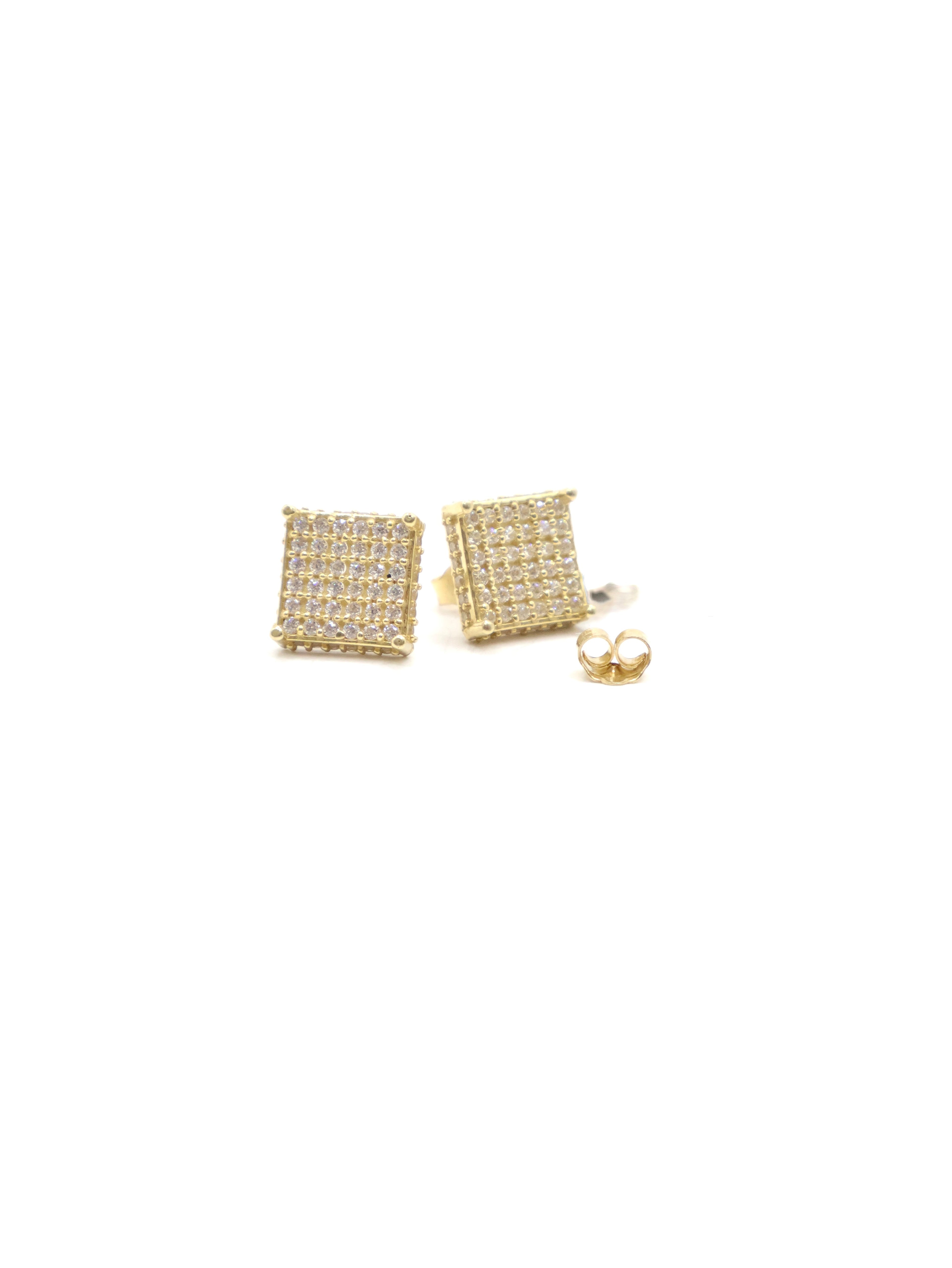 Zarcillos Cuadrados con Brillantes - 14K