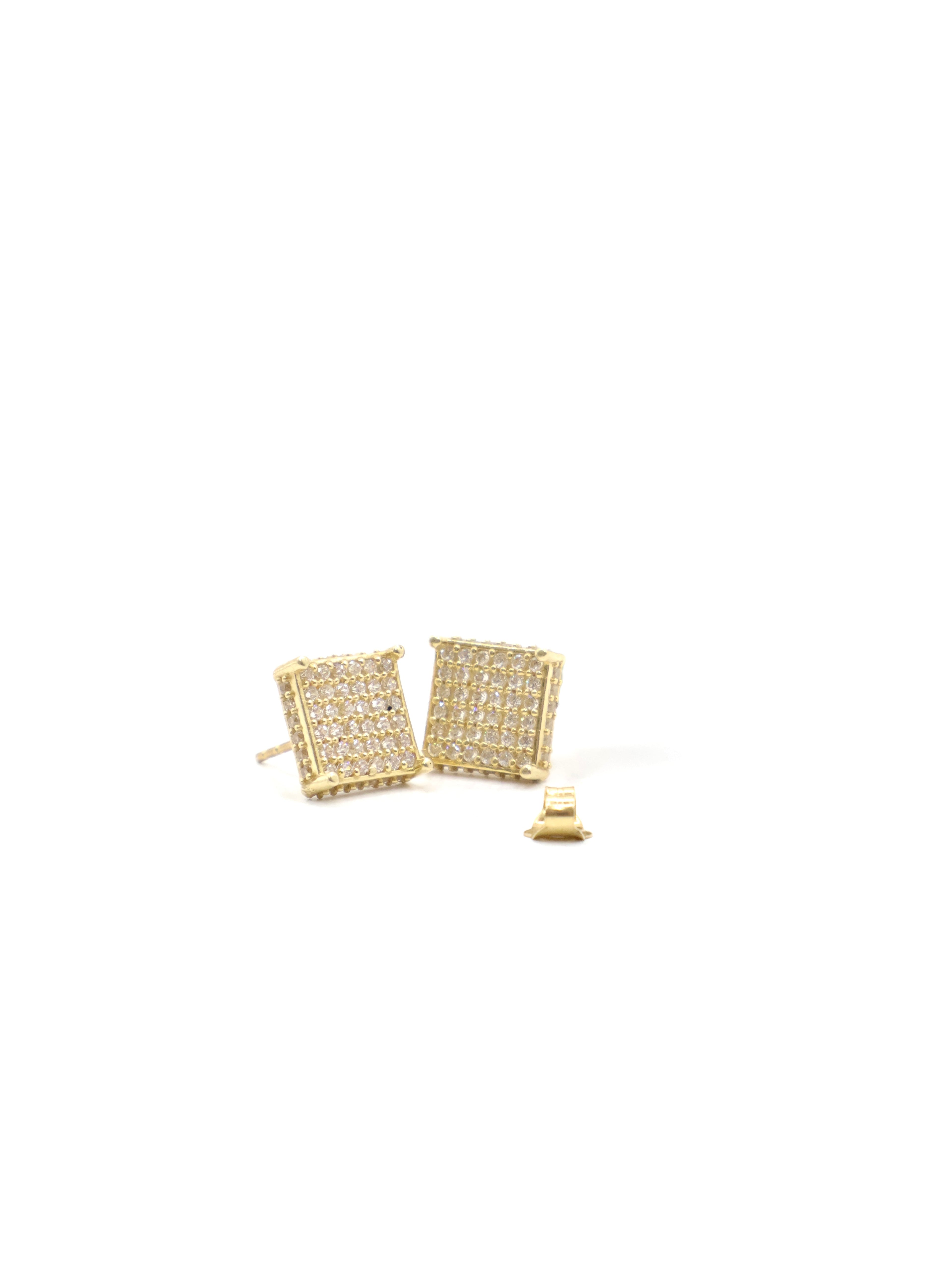 Zarcillos Cuadrados con Brillantes - 14K