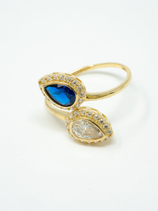 lady's ring, double Pink and white stone