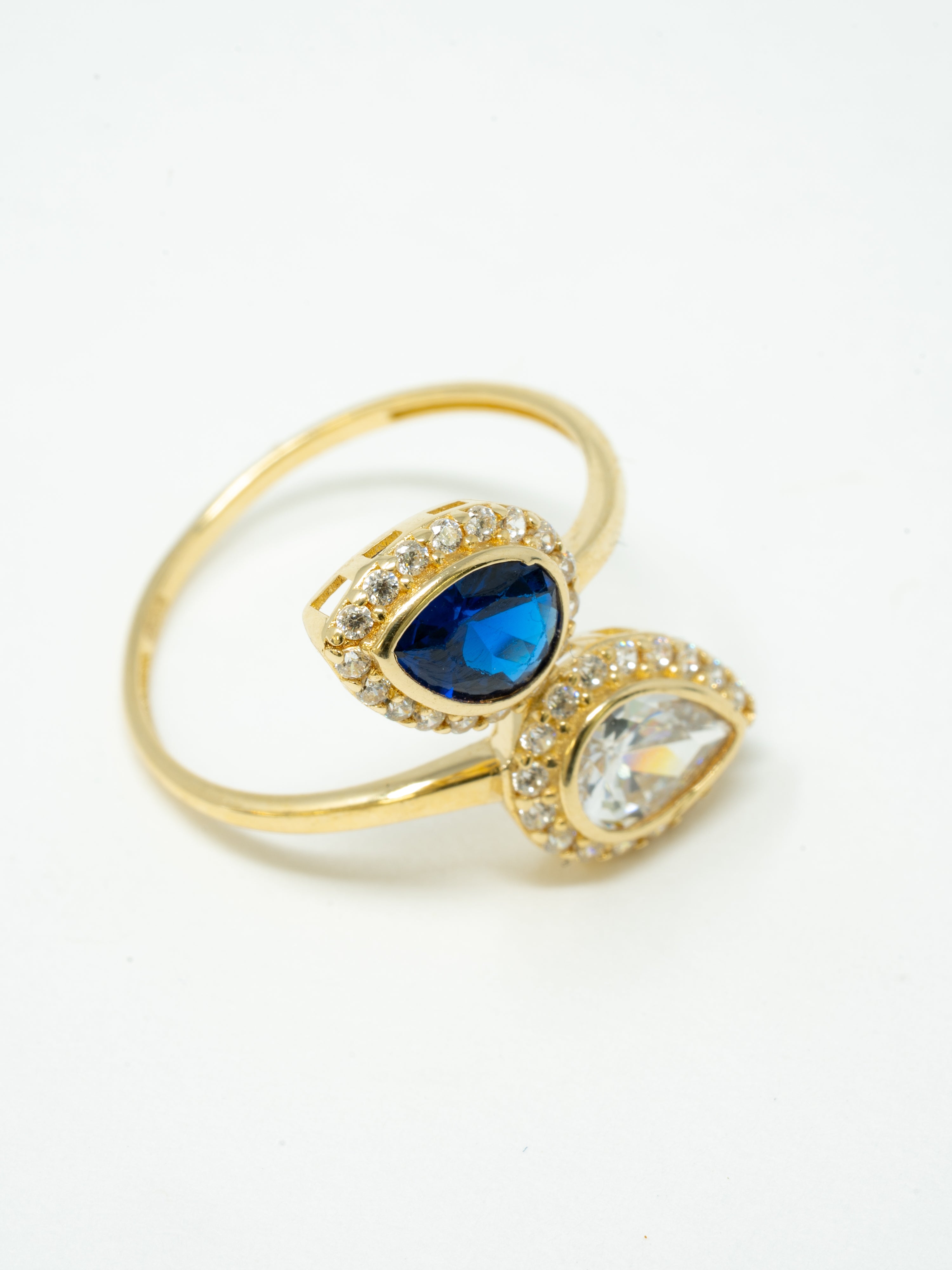lady's ring, double Pink and white stone