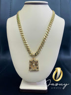 🍀💎 CADENA VIRGEN 3D  ORO 14K 🇮🇹