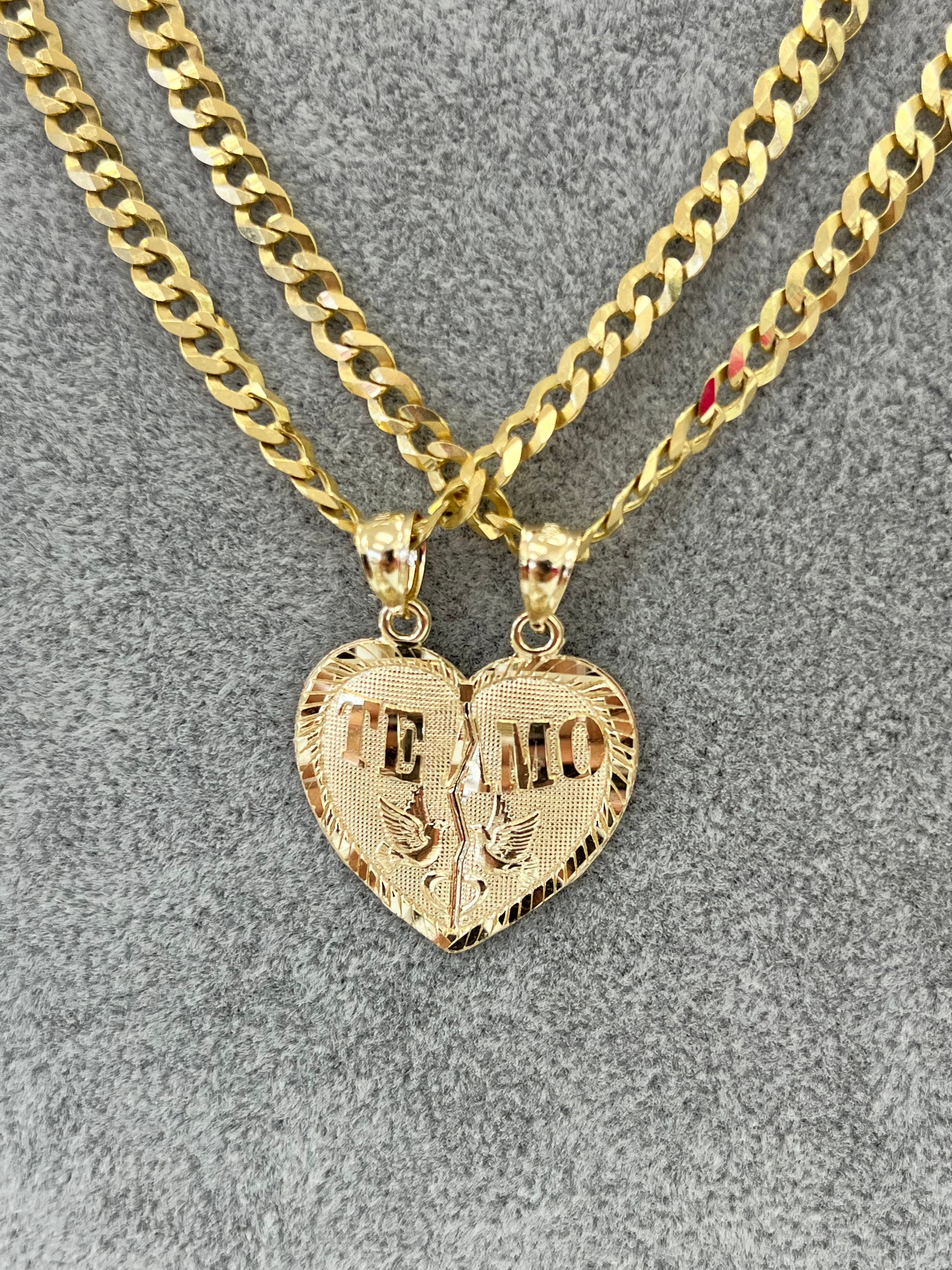 SET ORO 14k CADENAS PARA PAREJAS+ DIJE CORAZON