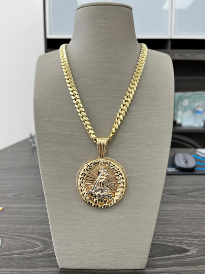 🇮🇹💎 CADENA CUBAN LINK SÓLIDA Y VIRGEN 3D ORO 10K