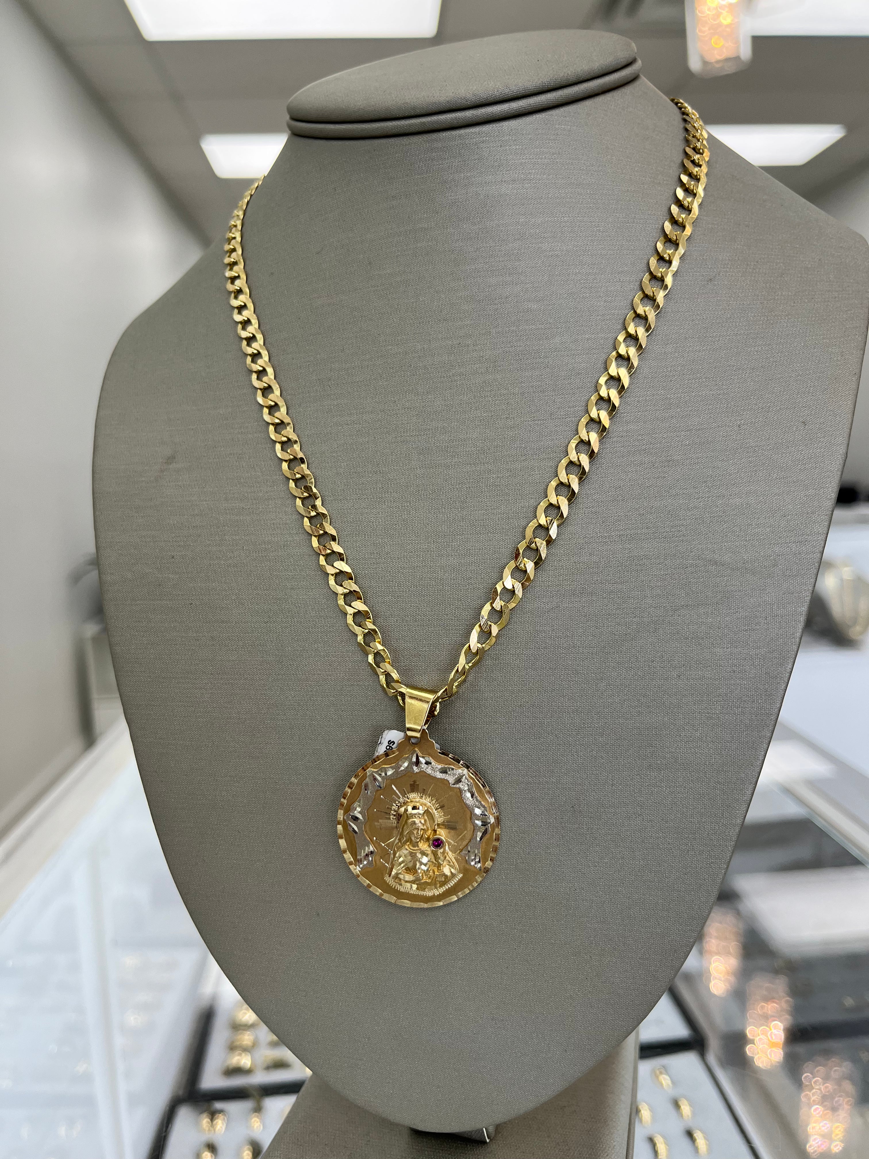 ✨CADENA CORTE ESPEJO + SANTA BARBARA ORO 10K