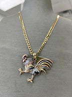 🐓 CADENA CORTE ESPEJO + DIJE GALLO ORO 14K