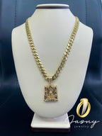 🍀💎 CADENA VIRGEN 3D  ORO 14K 🇮🇹