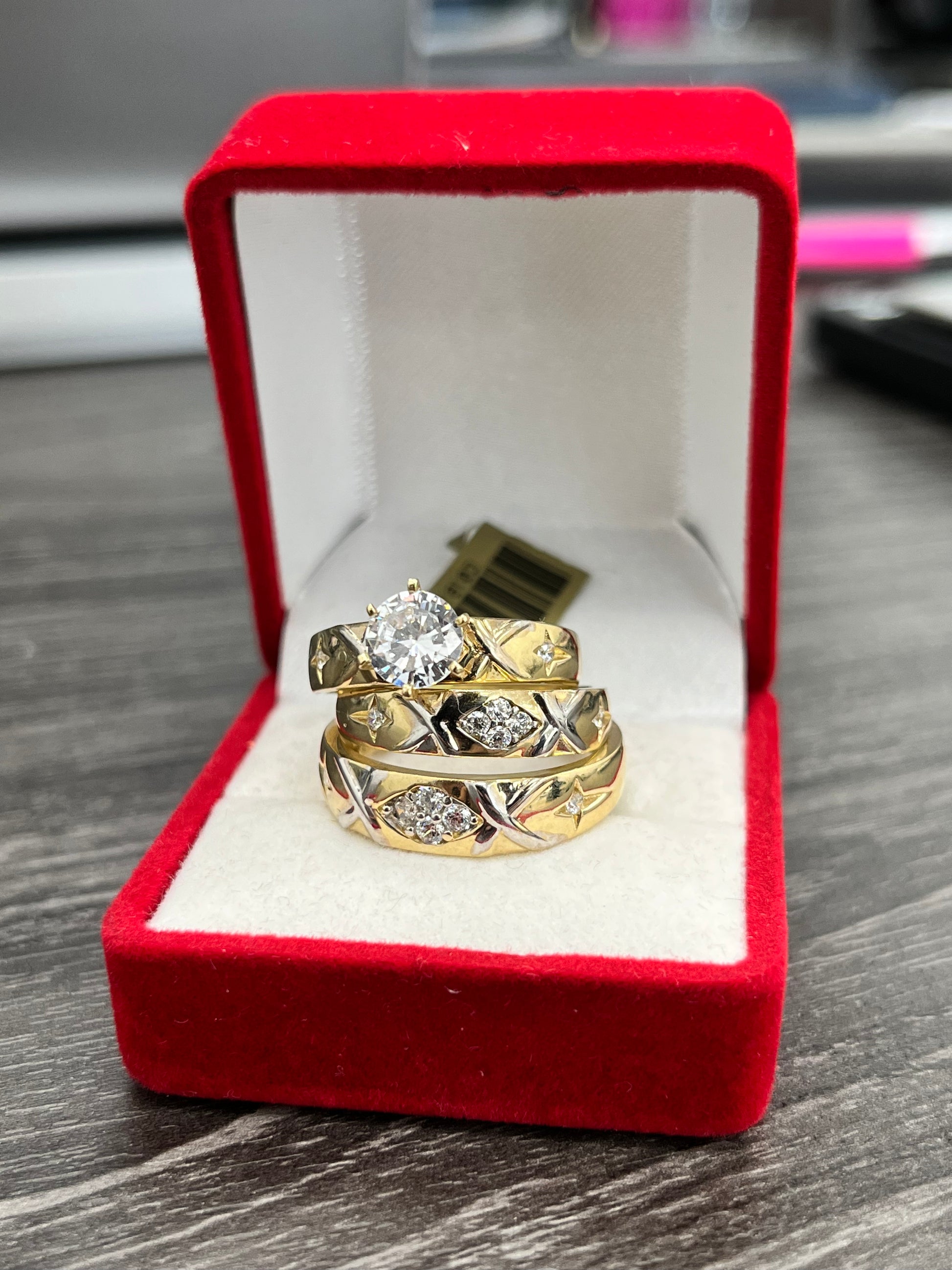 TRIO ANILLOS DE MATRIMONIO ORO 14K