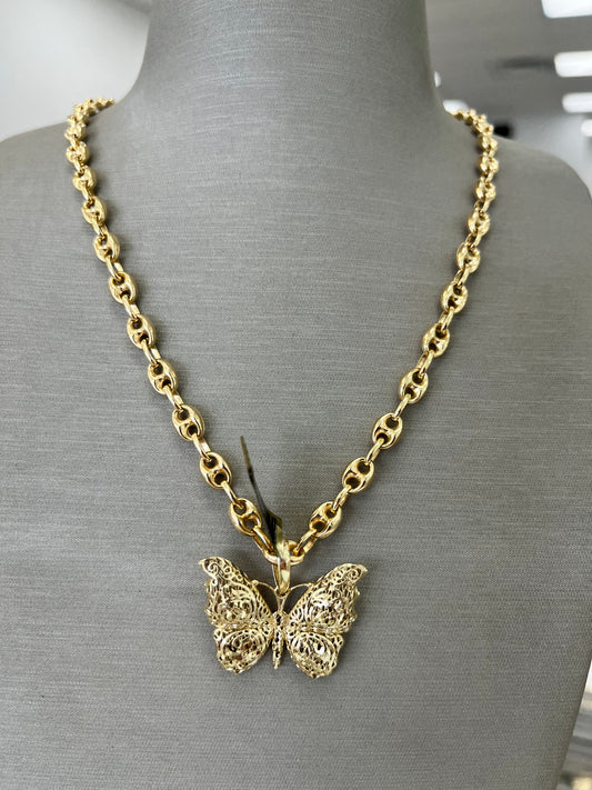 🦋CADENA GUCCI + DIJE MARIPOSA ORO 14K