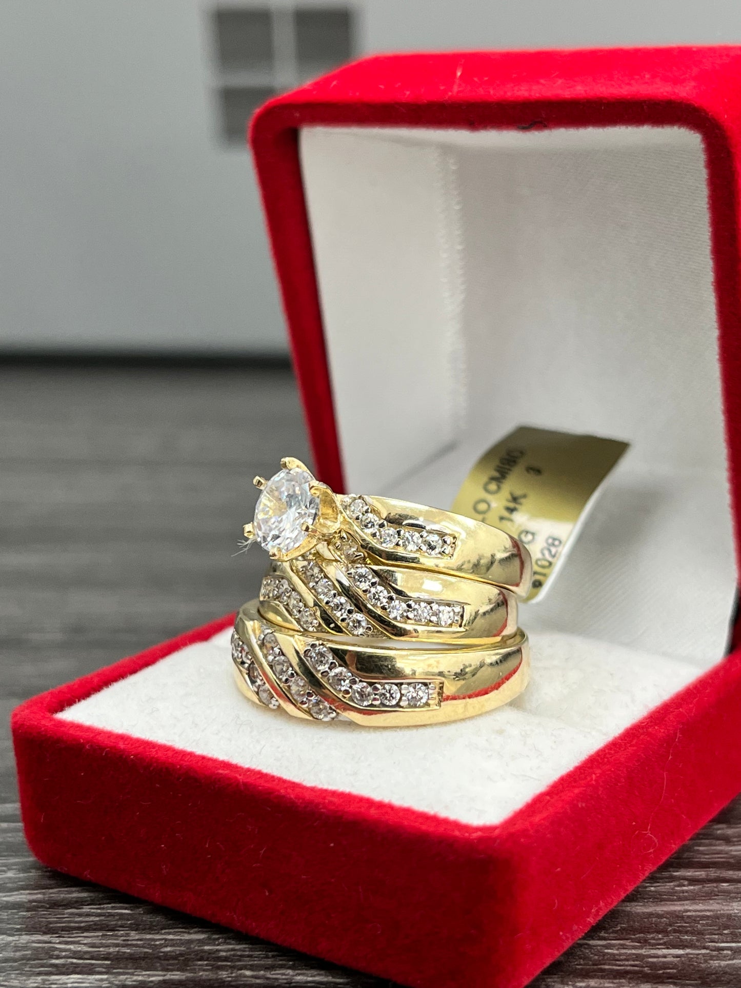 TRIO ANILLOS MATRIMONIO ORO 14 K