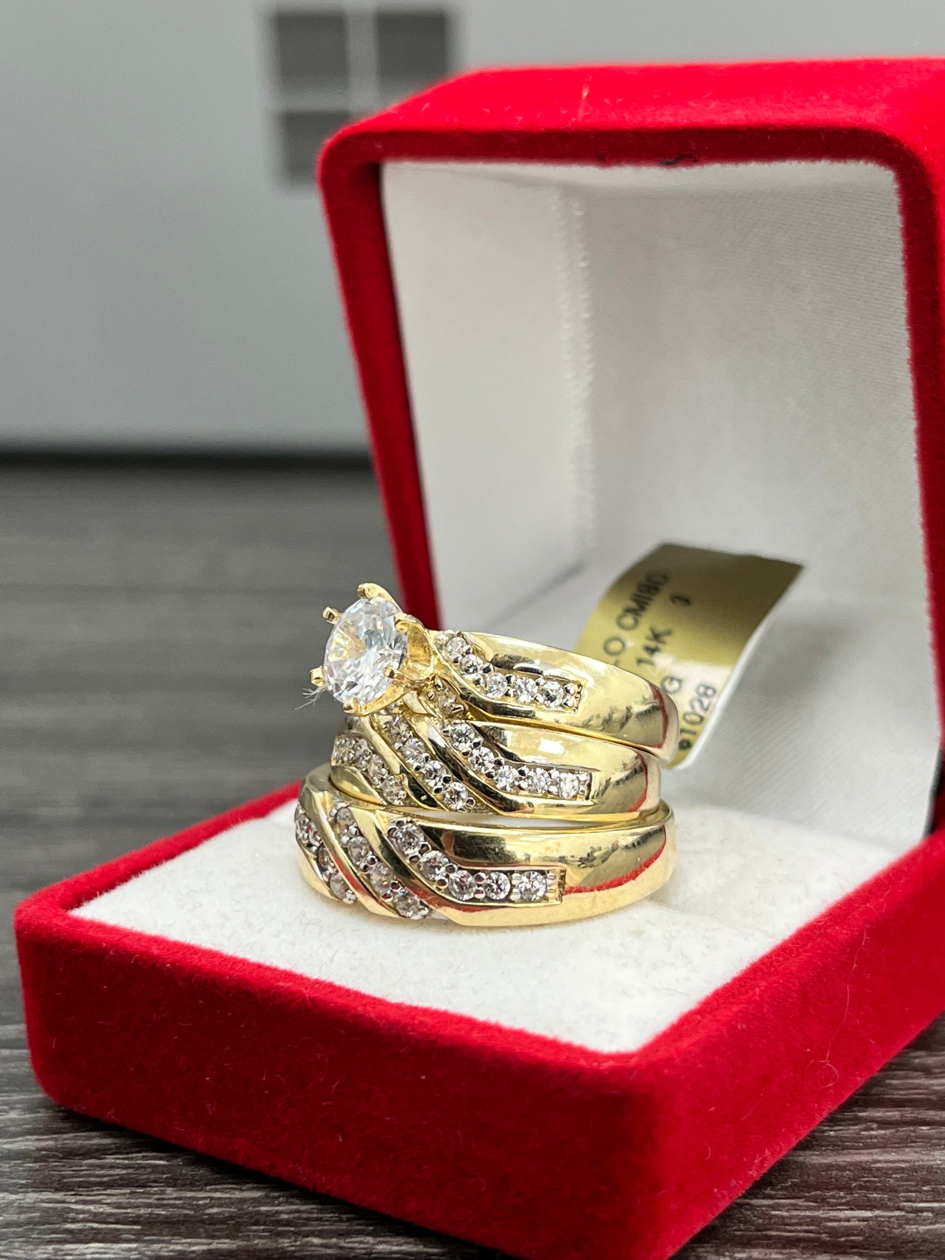 TRIO ANILLOS MATRIMONIO ORO 14 K
