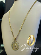 Set medal virgin and chain gold 10k