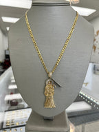 ✨CADENA MARTILLADA + SANTA MUERTE ORO 14k