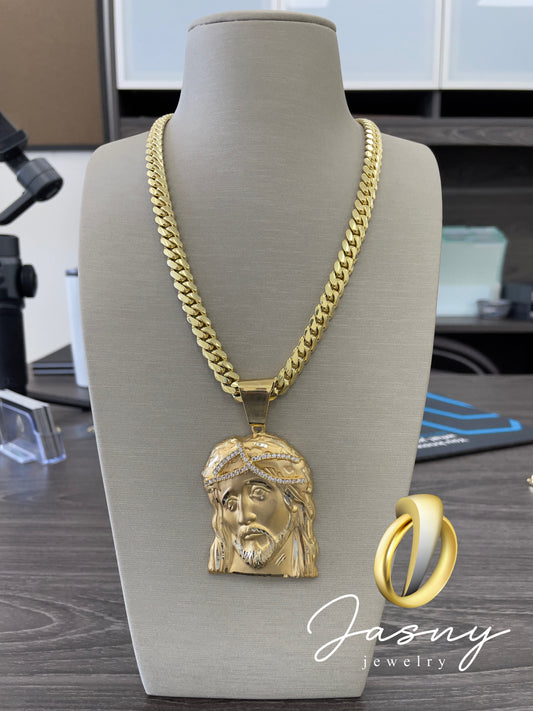 🇮🇹💎 CADENA CRISTO GRANDE ORO 10K SOLIDA