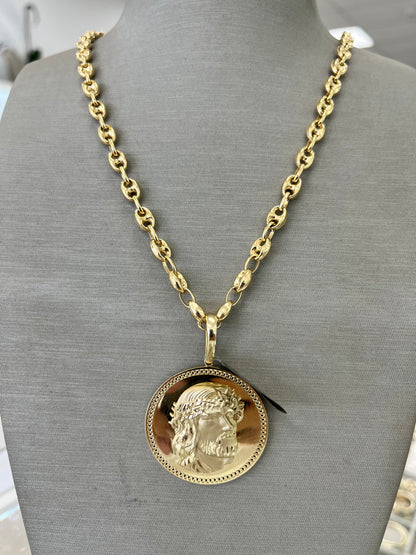 ✨CADENA GUCCI + MEDALLA CRISTO ORO 14K