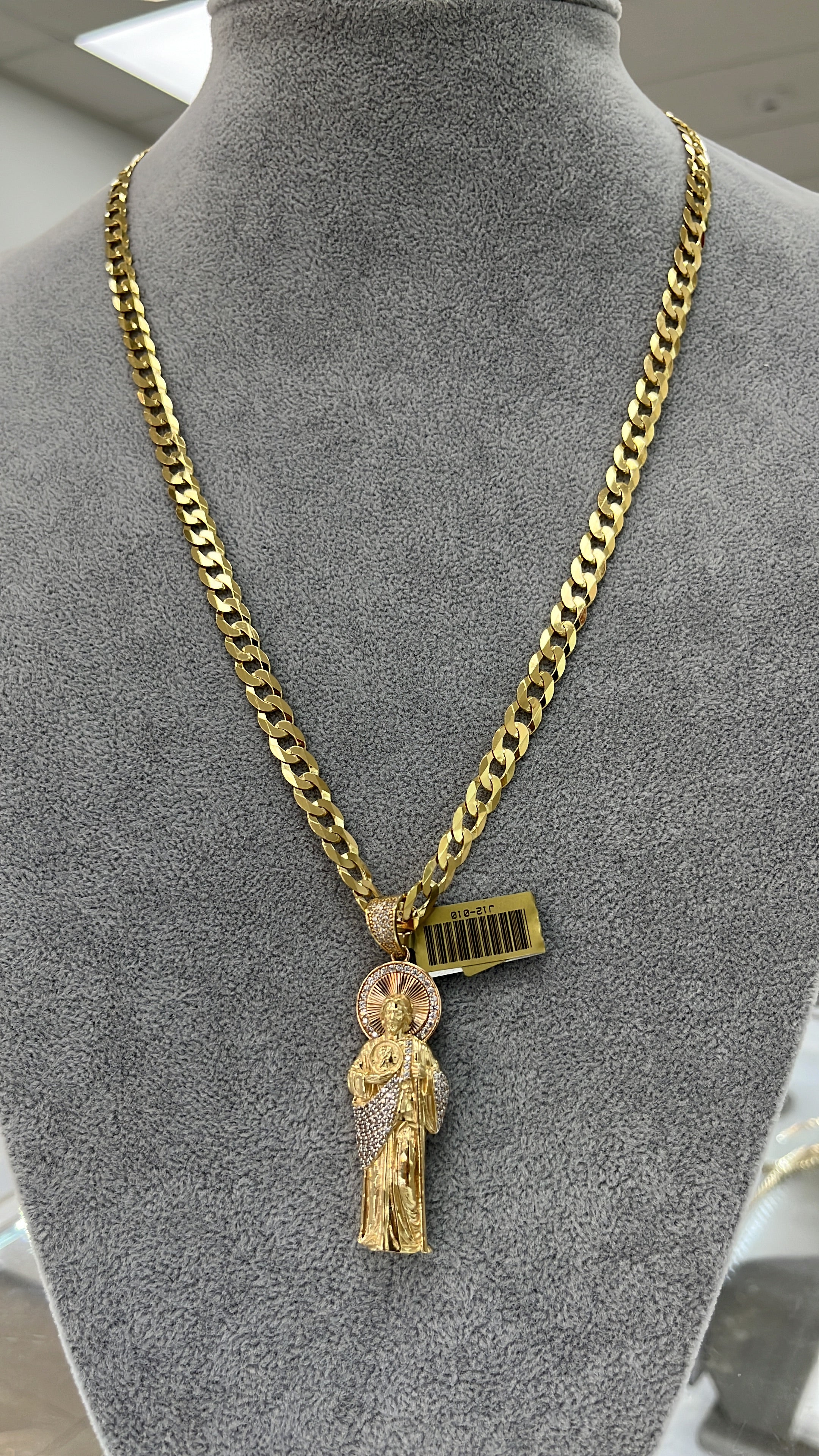 SET ORO 14K CADENA MARTILLADA  + DIJE SAN JUDAS
