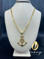 🇮🇹💎 CADENA MARTILLADA CON ANCLA ORO 10K