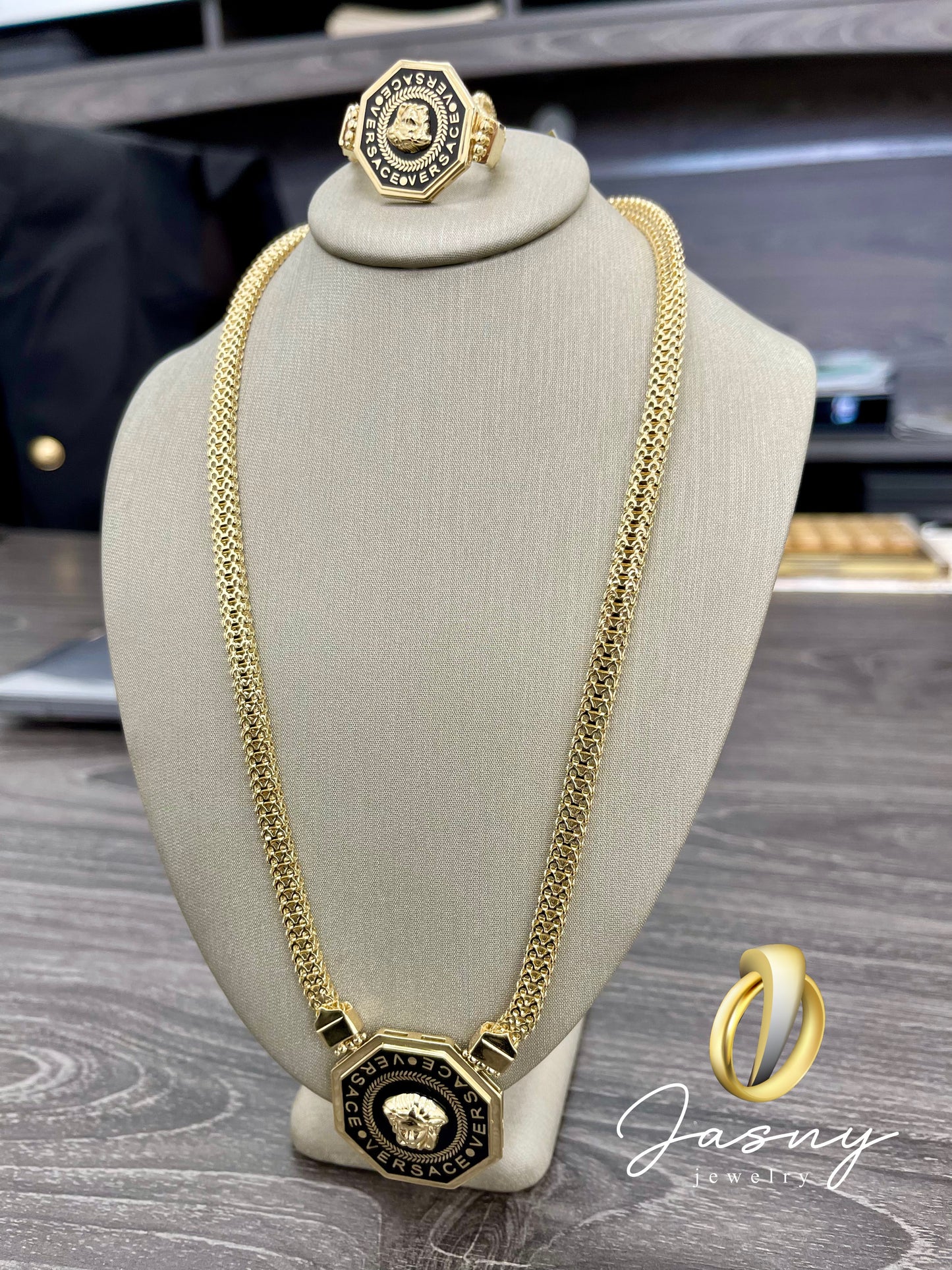 💎🇮🇹 SET GARGANTILLA VERSACE ORO 14K ❤️